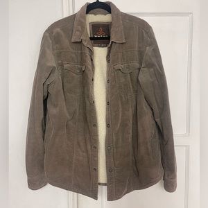 Mens Corduroy Prana “Gomez” Shirt Jacket with Sherpa Lining size Medium